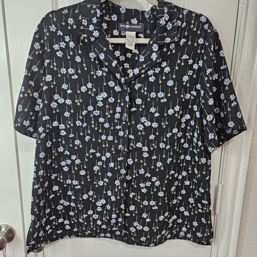 Sag Harbor Black and Blue Floral Shirt - Picture 9 of 9